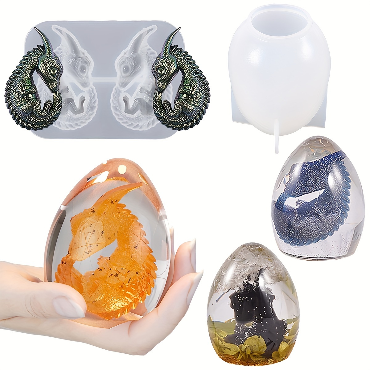 

Silicone Dragon Egg Molds, 2-piece Set, Resin Casting Molds For Decor, Candle Making, And Easter Crafting