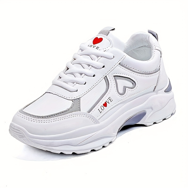 Zapatillas Bajas para Mujer con Corazón y Parte Superior - Ligeras, Casuales con Cordones, Ideales para Uso Diario, Oficina y Cada Día - Suela Duradera y Acolchada (Lavado a Mano), Calzado para Mujer