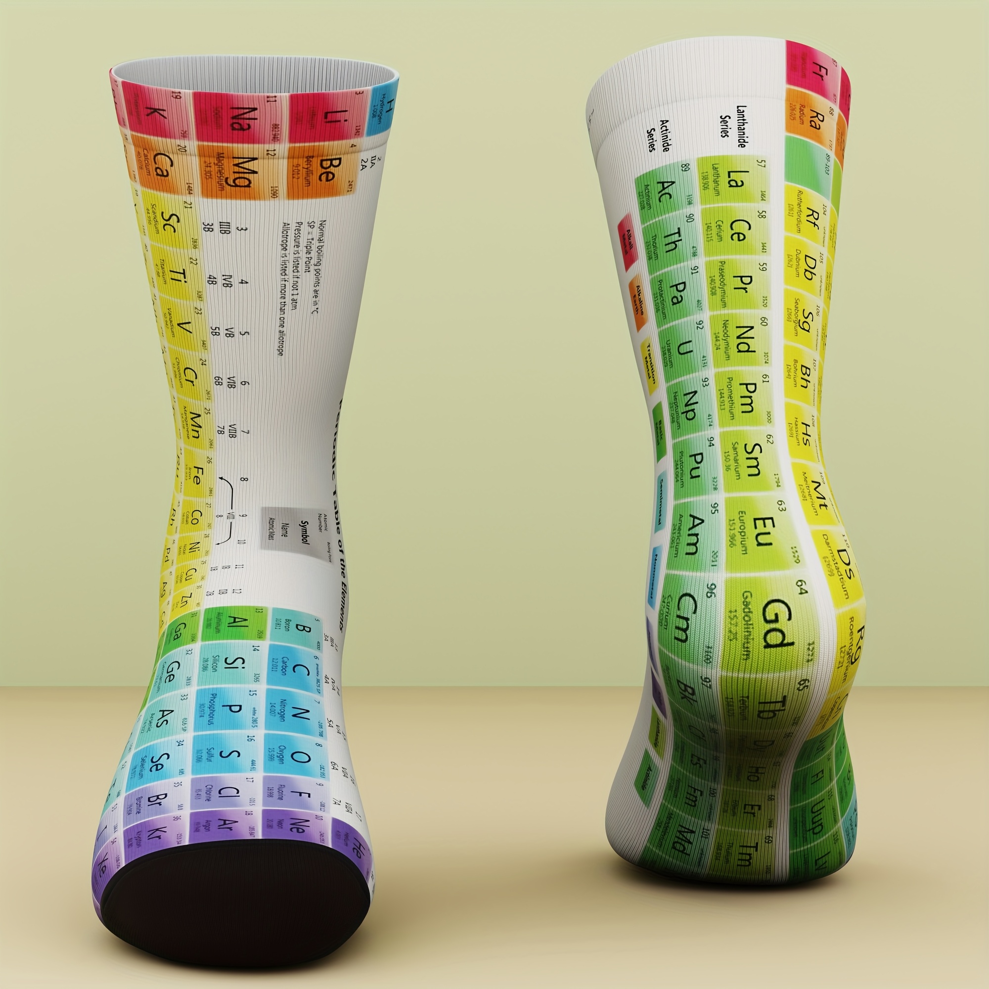 TEMU A Pair Of Unisex Socks With Periodic Table Pattern, And Interesting, Unique Socks Gift, Fashionable And Comfortable, Suitable For , Machine