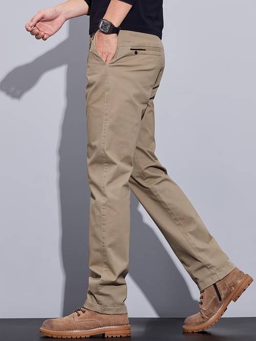 summer thin mens fabric casual trousers 2025 spring and autumn new comfortable quick drying straight leg pants mens outdoor jogging versatile trendy brand light business suit pants caramel