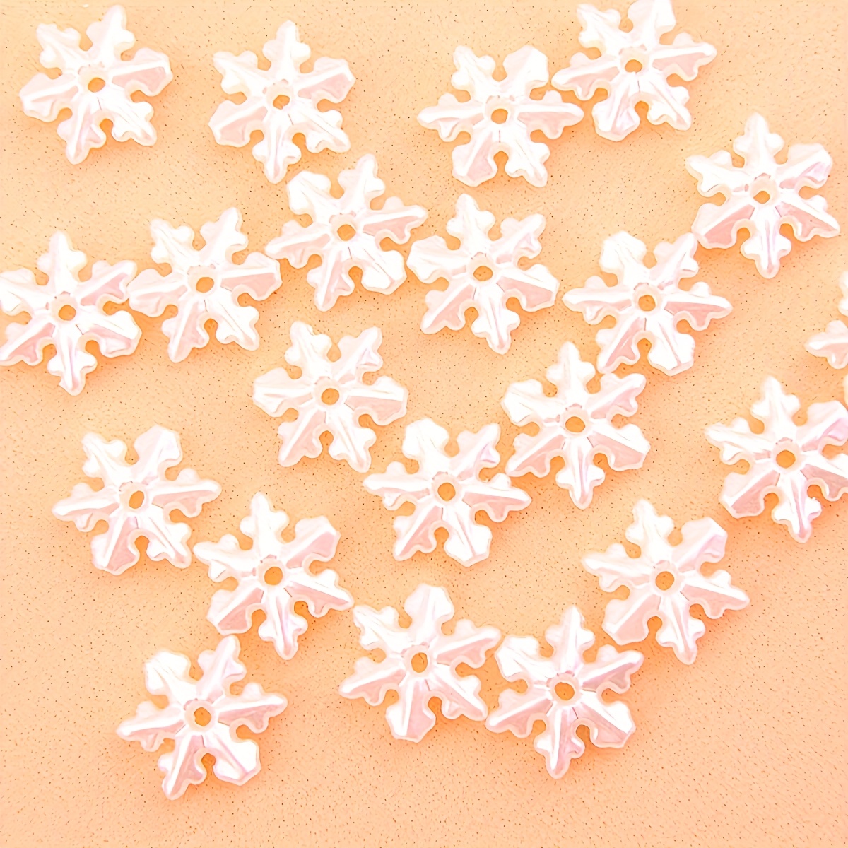 Image of 100pcs Of Snowflake Pendants Made Of Acrylic In Off-, Suitable For Jewelry, Decorative Beads For Necklaces, Bracelets, Home Decor, Christmas Themes, Halloween, Festive Trees, New Year, Winter Gifts