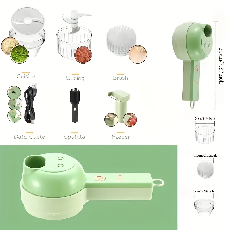kitchen small appliance multifunctional food chopper 5 in 1 handheld electric vegetable cutter for home use portative eletric fruit and veggie   blender combo rechargeble wireless processor   used as an electrical brush suitable for   onion celery ginger etc cooking prep assistant modern kitchen tool easy to hold stylish utensil Product details 4
