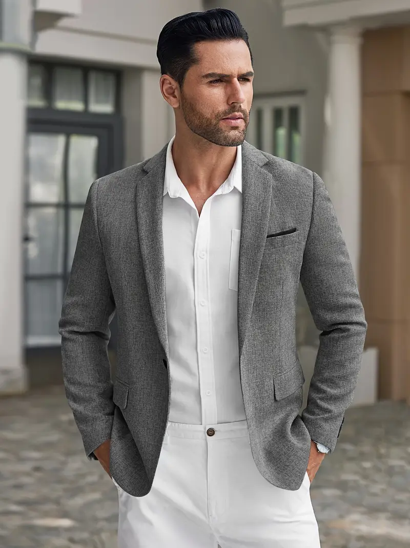 dress casual coat men Men's Forest Green 2 Button Solid Pattern Designer Fashion Dress Casual Blazer For 46 Short