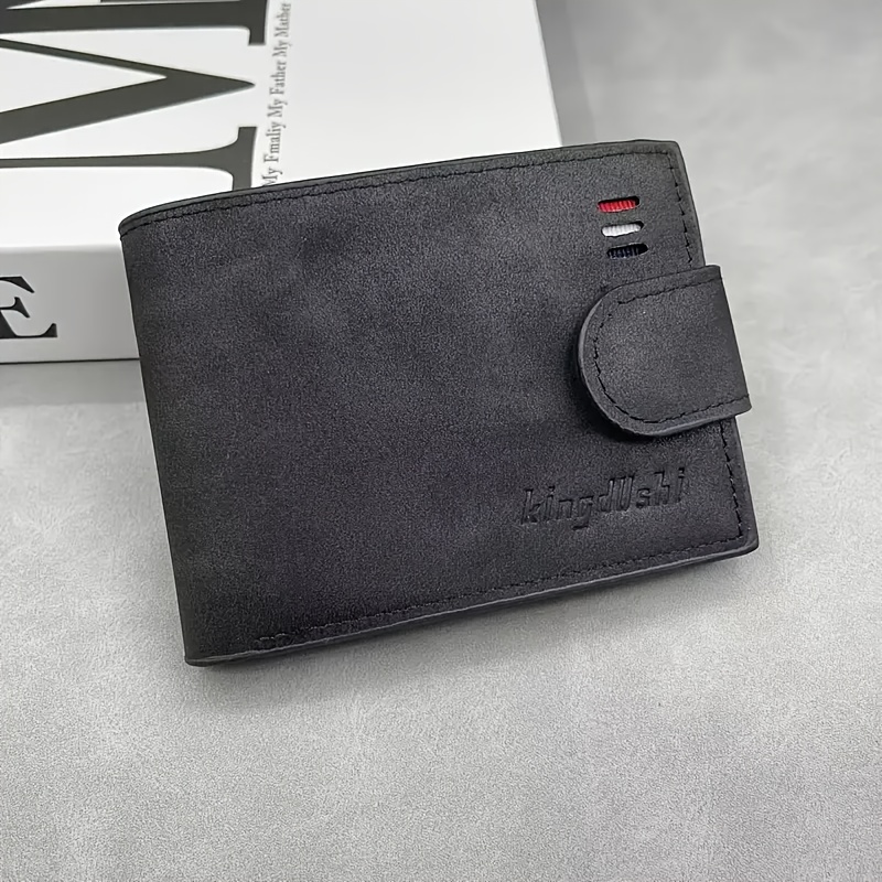 Image of Men's Matte Minimalist Wallet, Large Capacity With Photo Slot, Loose-leaf Insert, Coin Pocket, Multi-functional Card Holder, Minimalist Holiday Gift For Men