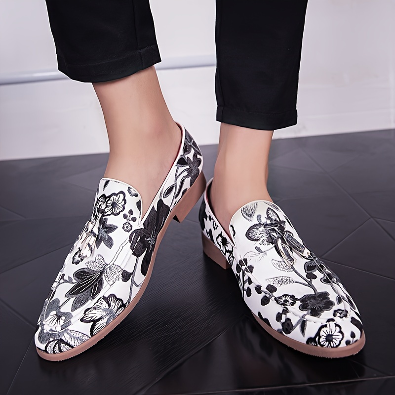 

Floral Print Oxford Shoes For Men And Women – Low , Faux Leather Upper, Breathable Pu Inner Lining, , Comfort Cloth Insole, -on Closure, Unisex Footwear