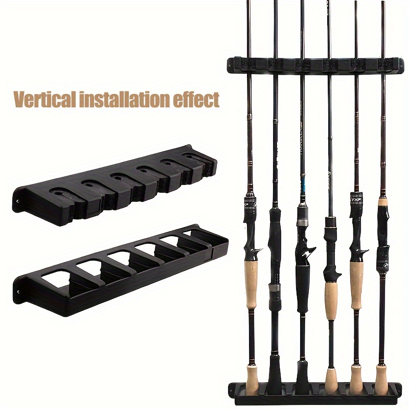 YYST Soporte horizontal para cañas de pescar, soporte de pared, tornillos W  - Sin caña de pescar - para sostener 8 cañas de pescar