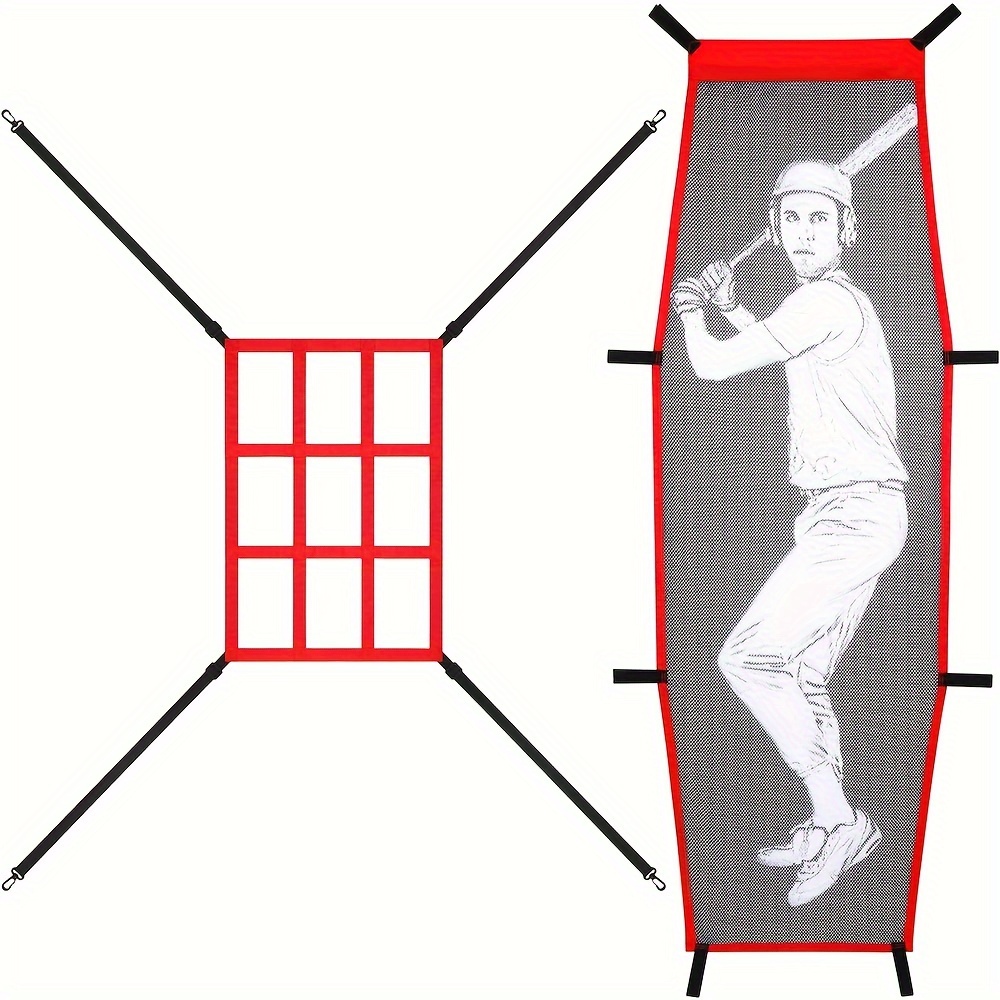 

Baseball Softball Pitching Target, Dummy Batter Net, Adjustable Baseball Pitching Net Training Aids, 9 Hole Attachment