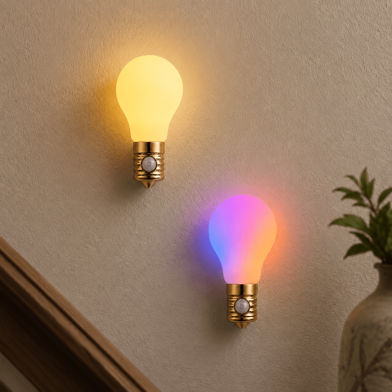 Rechargeable Motion Sensor Night Light, Bulb Shaped Wall Lamp