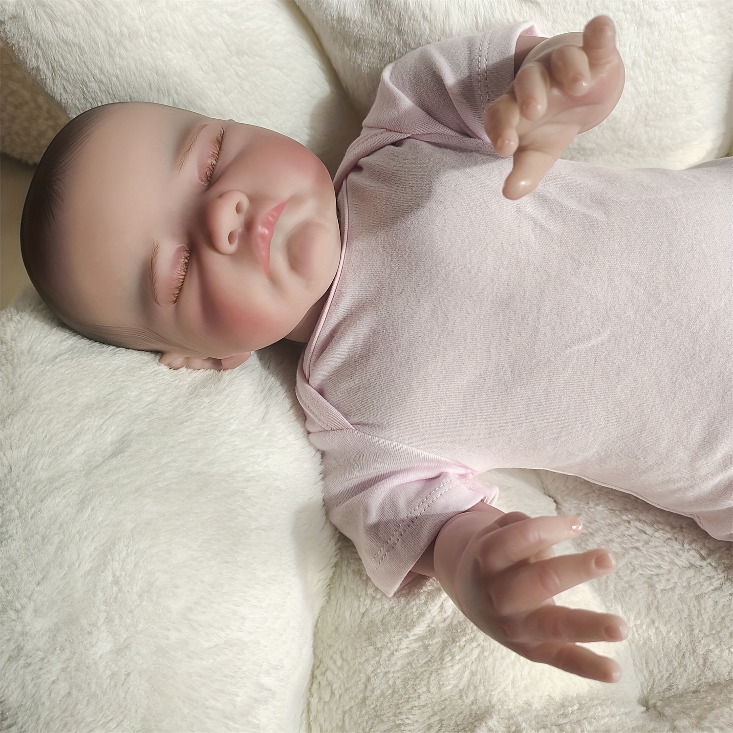 19インチ/49cmリボーンドール、リアルな柔らかいタッチの寝ている赤ちゃん、マルチレイヤーのペイントで手作りの人形