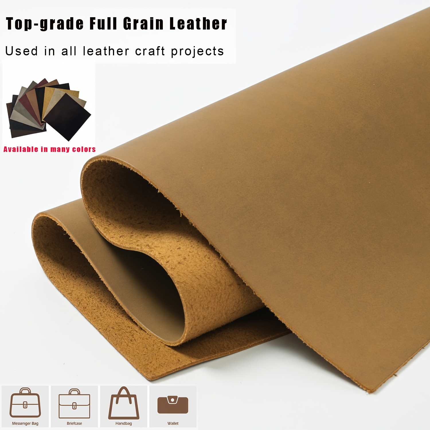 

Genuine Leather Sheets For Crafts - Full Grain Cowhide Tooling Leather Pieces Squares 1.8-2.4mm - Leather For Crafting, Jewelry, Leather Wallets, Leatherworking Arts And Crafts