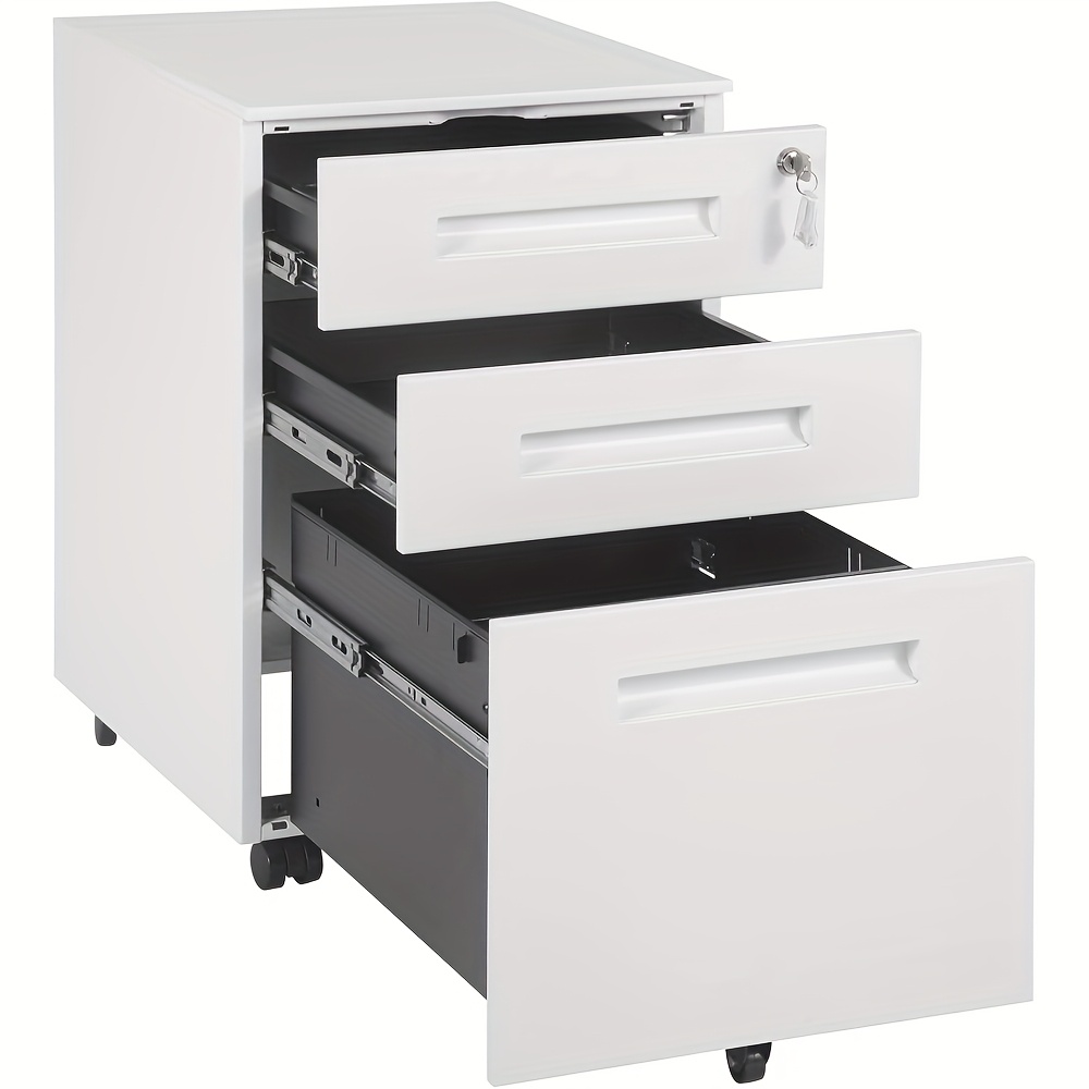 Storage Lockers, Storage Cabinet, Removable Metal Filing Cabinet, Office Cabinet With 3 Drawers, Lockable, For Home, Study, Office