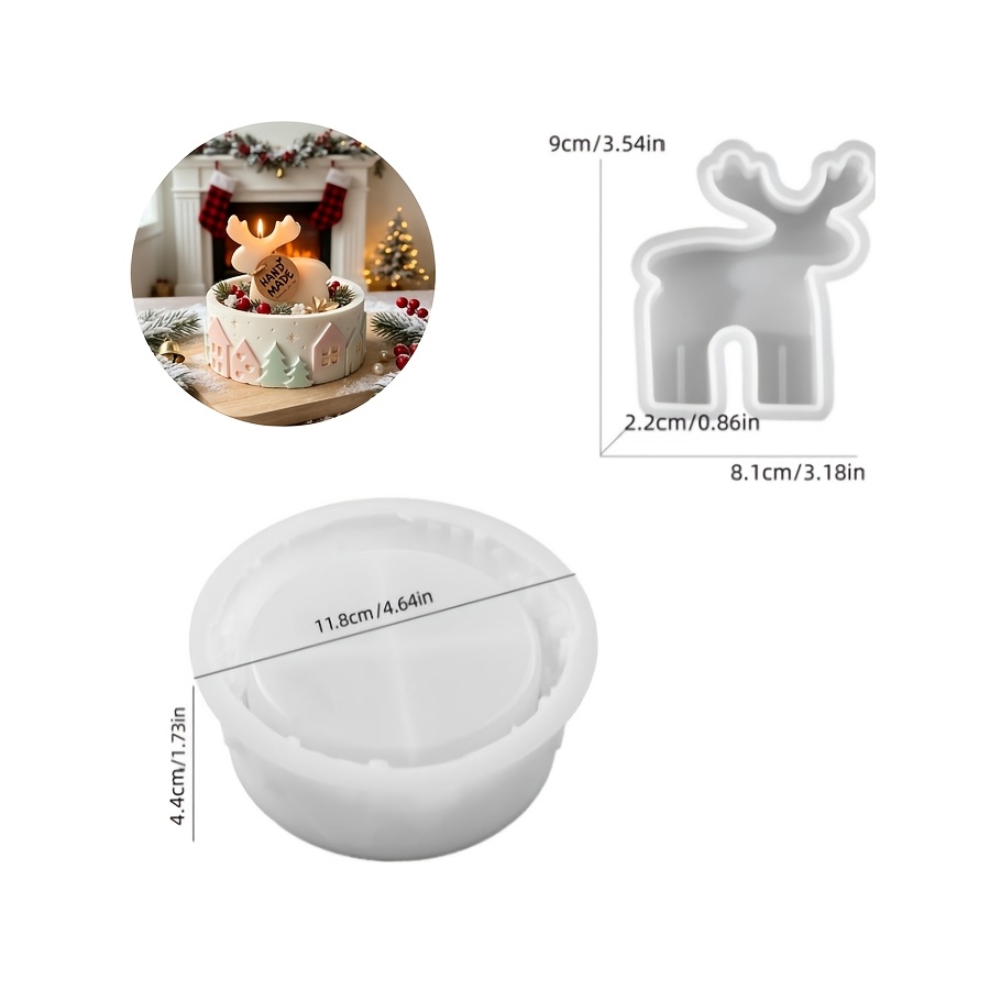 TEMU 2pcs Silike Lufei Clay Silicone Mold Suitable For Making Epoxy Resin/plaster Candles, Wax Crafts, Aromatherapy Products - Christmas Tree & Deer