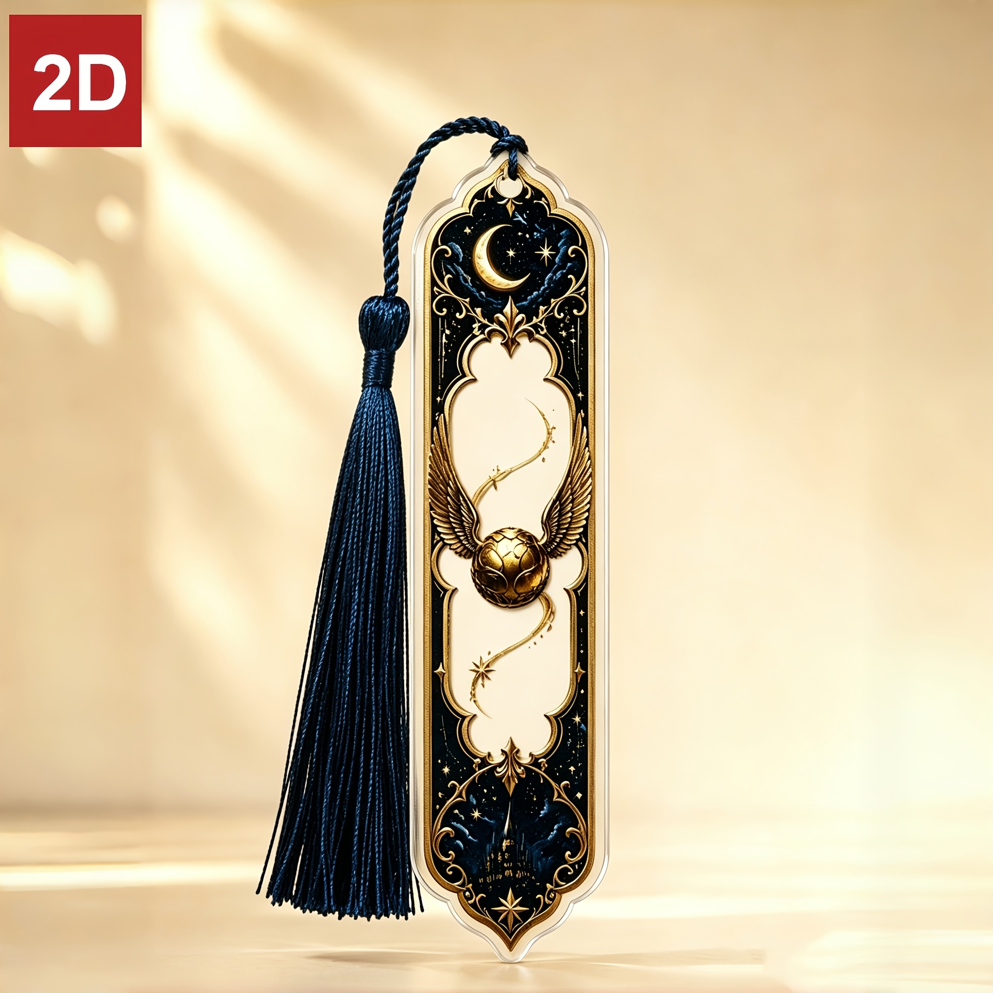 TEMU 2d Flat Official - Harry Potter Bookmark, Golden & Hogwarts Art, Acrylic Page Marker, Perfect Gift For Book Lovers And Fans - 5.9x1.7 Inches