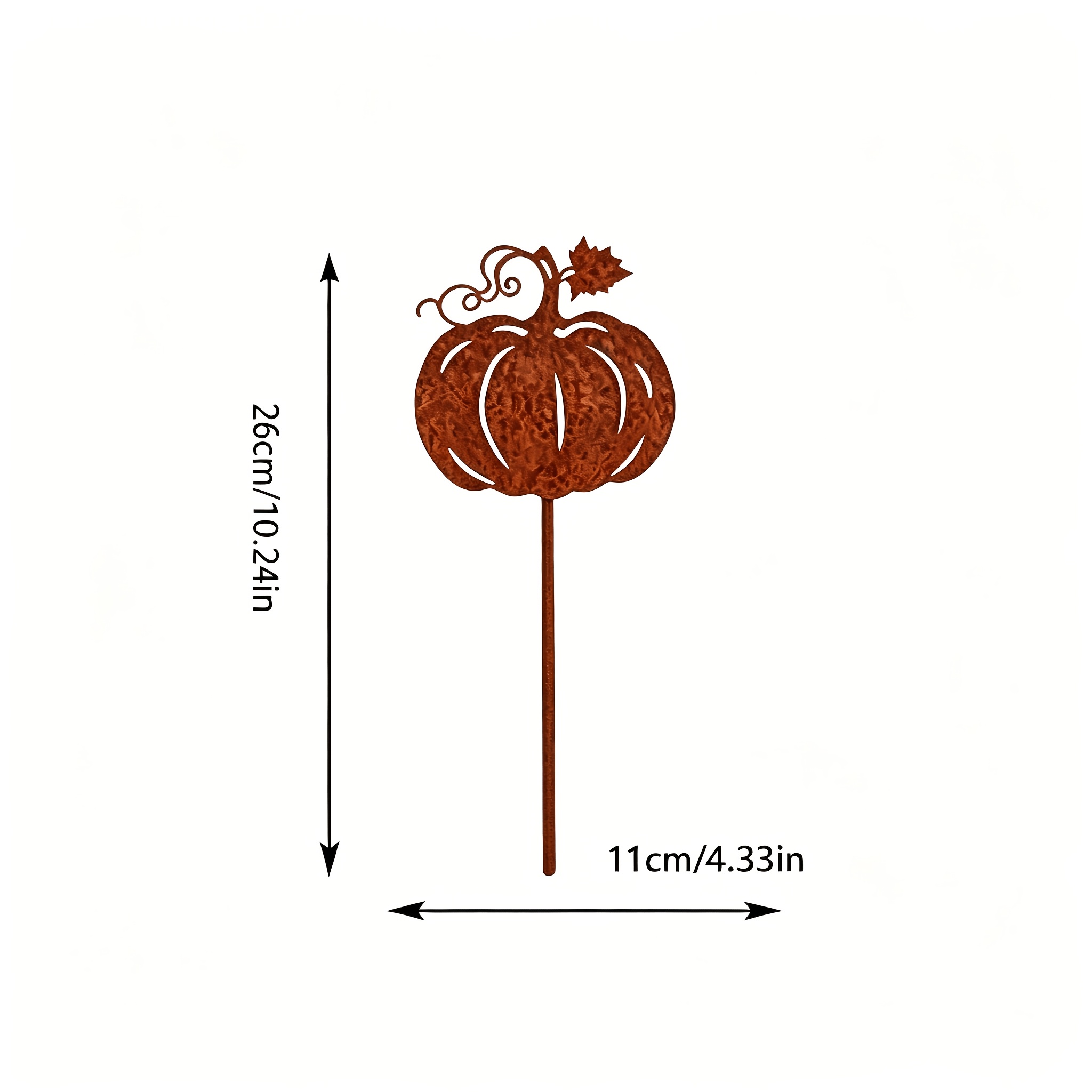 TEMU [2d Flat] Rusty Metal Stake, Rustic Iron Pumpkin Lawn Ornament, Thanksgiving Halloween Outdoor Yard Decor, Farm Patio Garden Flower Bed