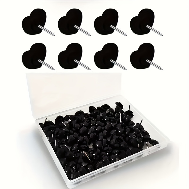 

Black Heart-shaped Push Pins - 50/ Metal Thumb Tacks With Stainless For Cork Boards, Walls, And Photos - Office Supplies For Posters And Bulletin Boards