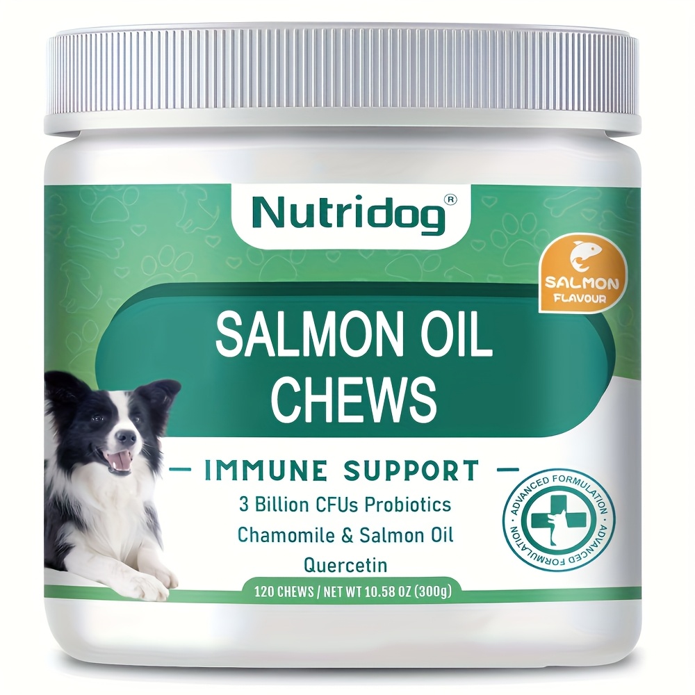 TEMU Nutridog 300g Dog Nutritional Supplements-salmon Oil Chews 120 -made With Ingredients-salmon Flavor