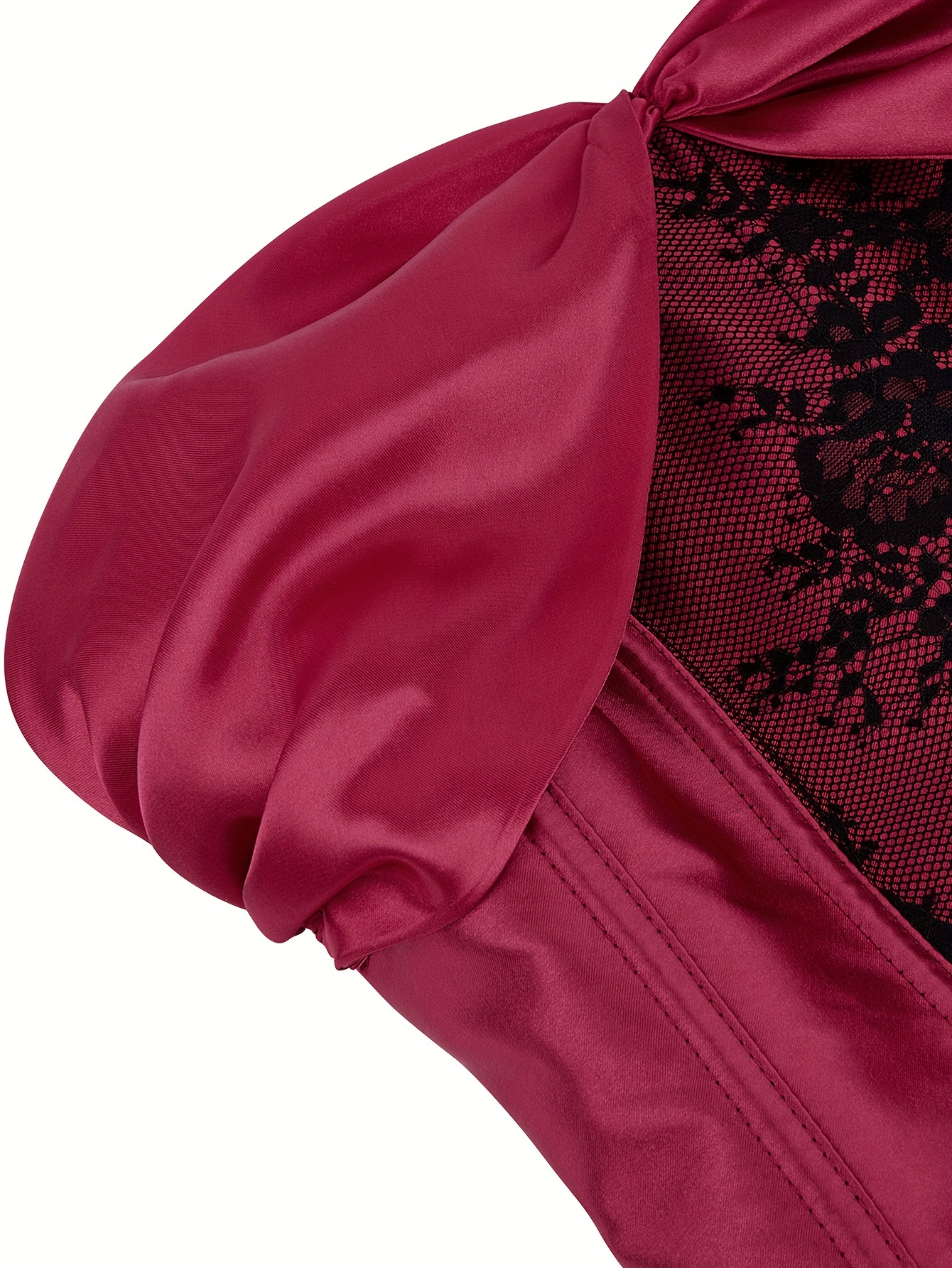 Lace Splicing Ruched Tube Top, Elegant Cross Tie Back Corset Strapless Top, Women's Clothing