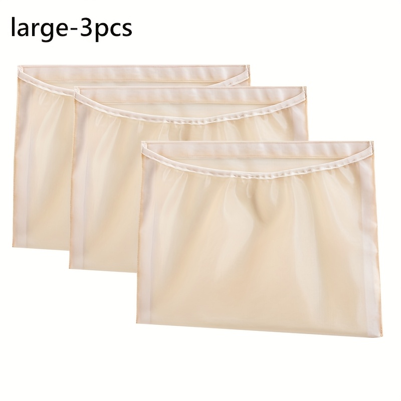 E-shop Ein Set aus 3 geräumigen, wandmontierten Aufbewahrungstaschen zur Organisation von Unterwäsche und Socken - Beige Mesh-Aufbewahrungstaschen,