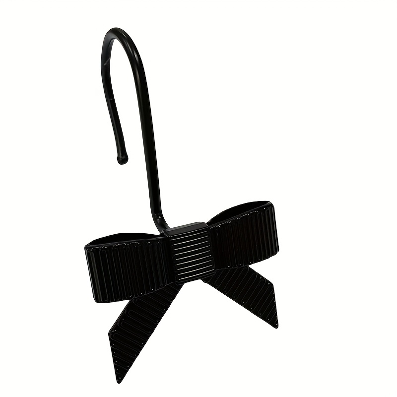 12pcs Set Of Decorative Shower Curtain Hooks, Bow Curtain Hooks Shower Rings For Bathroom Daycare Art Decor (bow) (black)