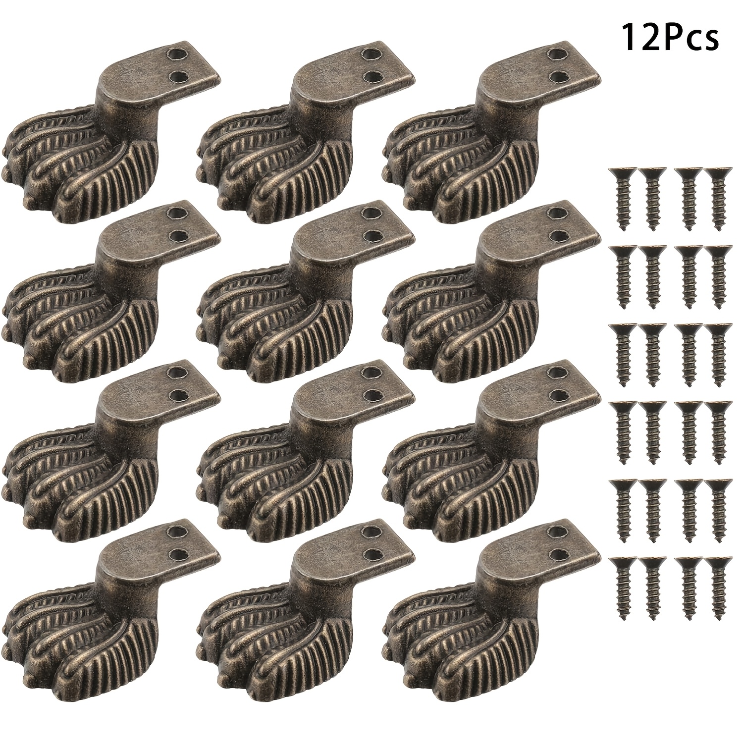 TEMU 12pcs Antique Bronze Feet - Heavy-duty Alloy, With Screws, Vintage Style, For Jewelry Boxes, Tables, Furniture - Easy Mounting Holes - Ideal For