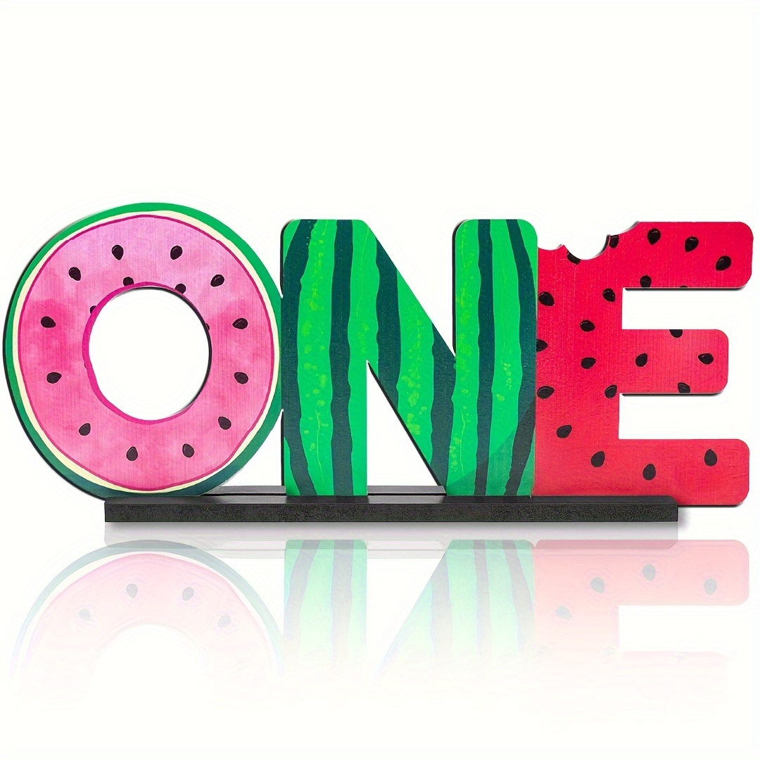 

Charming Watermelon 'one' Wooden Sign - Perfect For 1st Birthday, Baby Shower & Summer Fruit Themed Parties - Colorful Table Centerpiece & Photo Prop