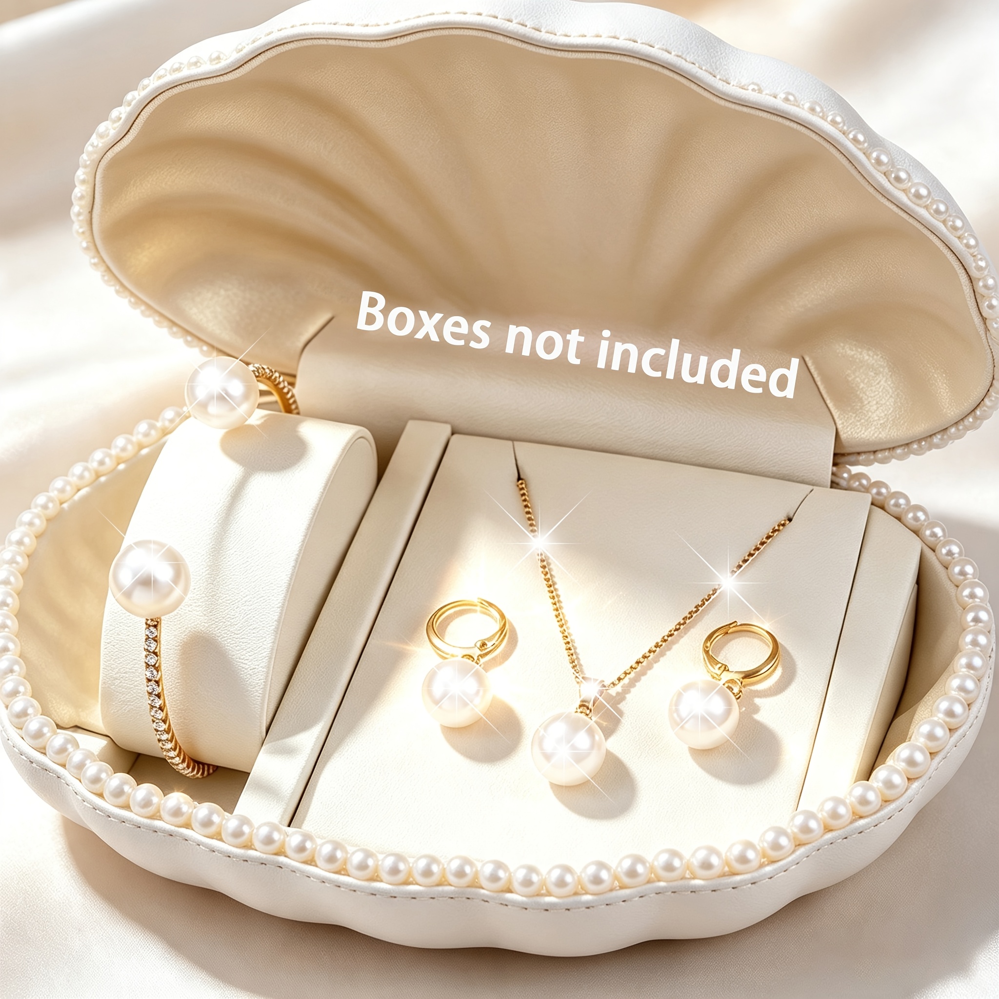 TEMU 4pcs Women's Fashion Pearl Necklace, Earrings And Bracelet Set - Bohemian Minimalist Style, Daily Wear And Vacation, Ideal For Teacher's