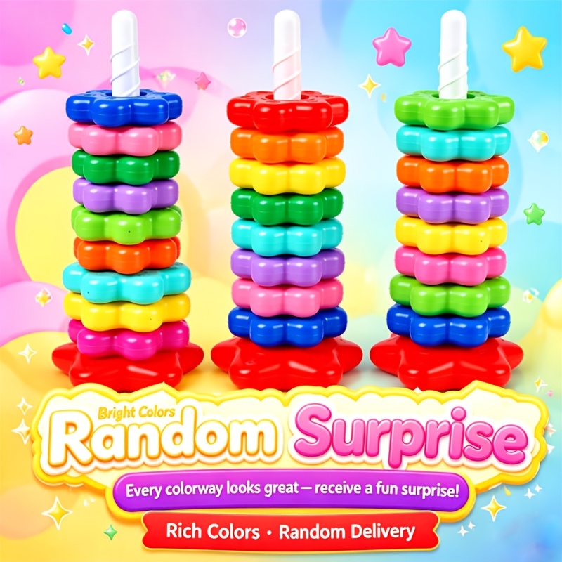 Mini Rainbow Spinning Stacked Rings Toy for Cognitive Development