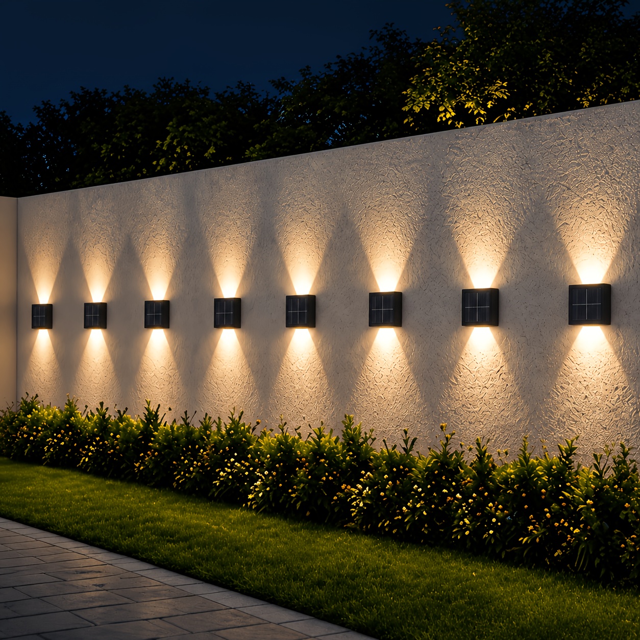 TEMU Lampes Murales Solaires Intelligentes Extérieures IPX4, Lot de 2/4/6/8 Lampes LED Automatiques Marche/Arrêt pour Clôture, Étage, Détecteur de