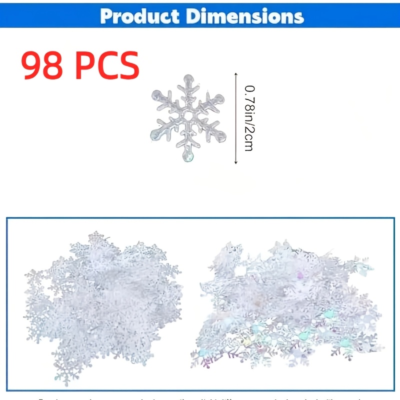 TEMU 98pcs 0.79 Inch Colorful Artificial Paper Snowflake Stickers Decorative Decals For Home Wedding Xmas Halloween Party Holiday Scene Decoration