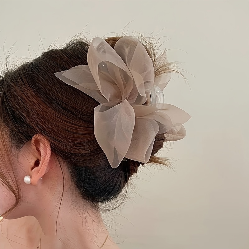 

Elegant Lace Bow Hair Clip For Women - Chic Ponytail Holder, Fashionable Solid Color Accessory, Perfect Valentine's Gift