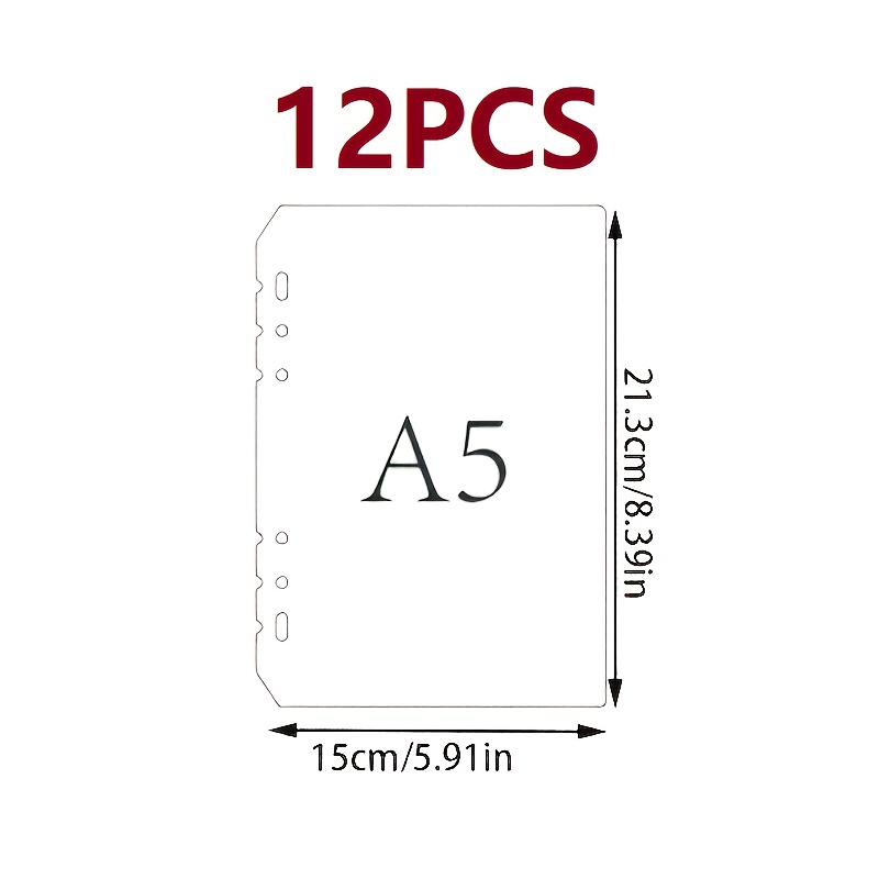 TEMU 1 Set A5 Size Transparent Frosted Ring Binder Index Dividers, 6-hole Pp Material For Log And File Organization