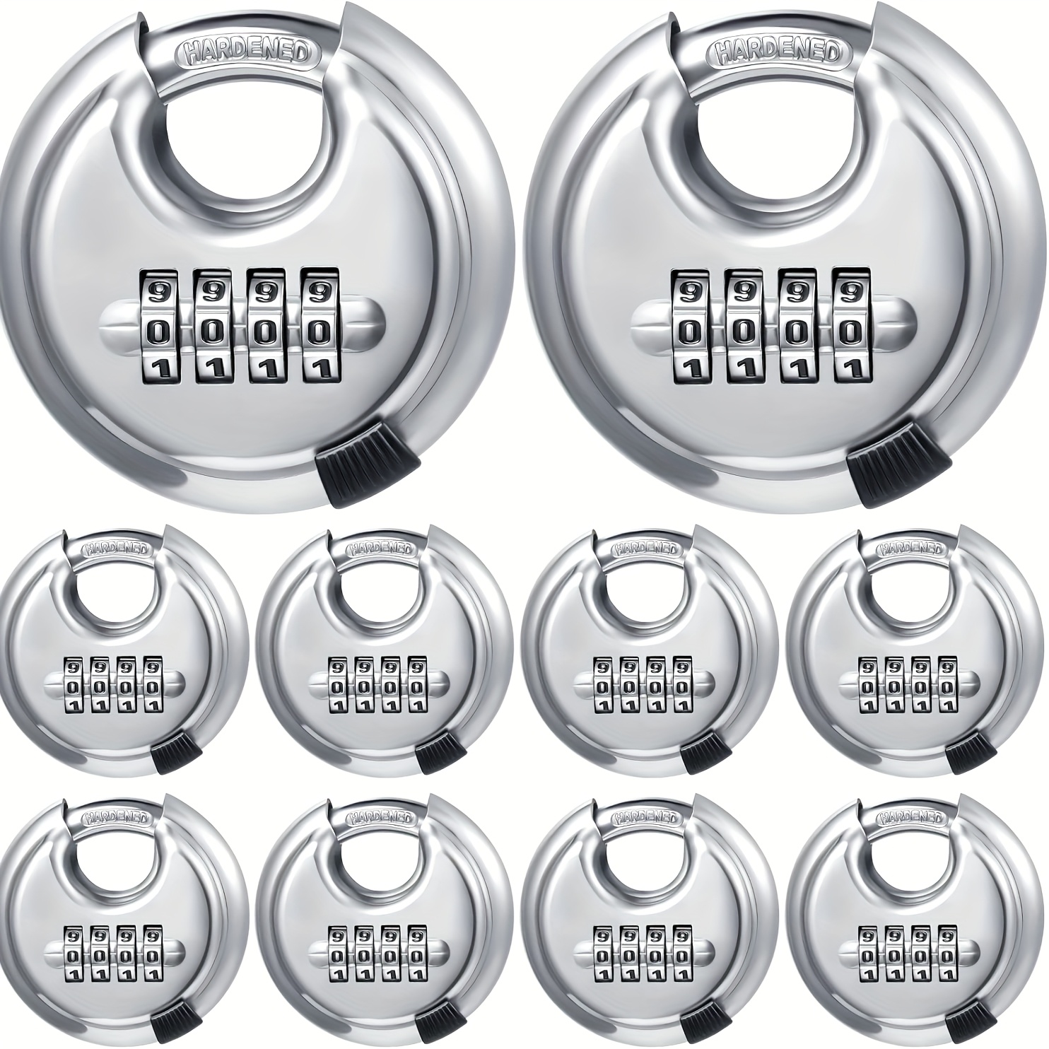 TEMU 10pcs 4 Digit Combination Locks Stainless Steel Code Combo Padlock With Hardened Steel Shackle For Sheds Locker Storage Unit Gym Fence Gate