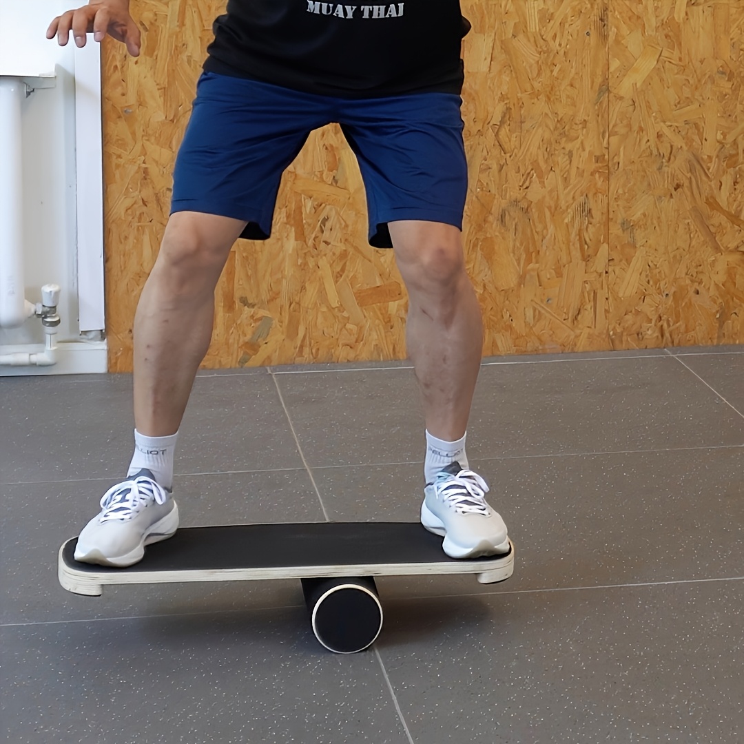 1pc Wooden Wobble Balance Board, Adjustable Balance Training for Surfing Skateboarding, for Home Office Workout, Men Wom