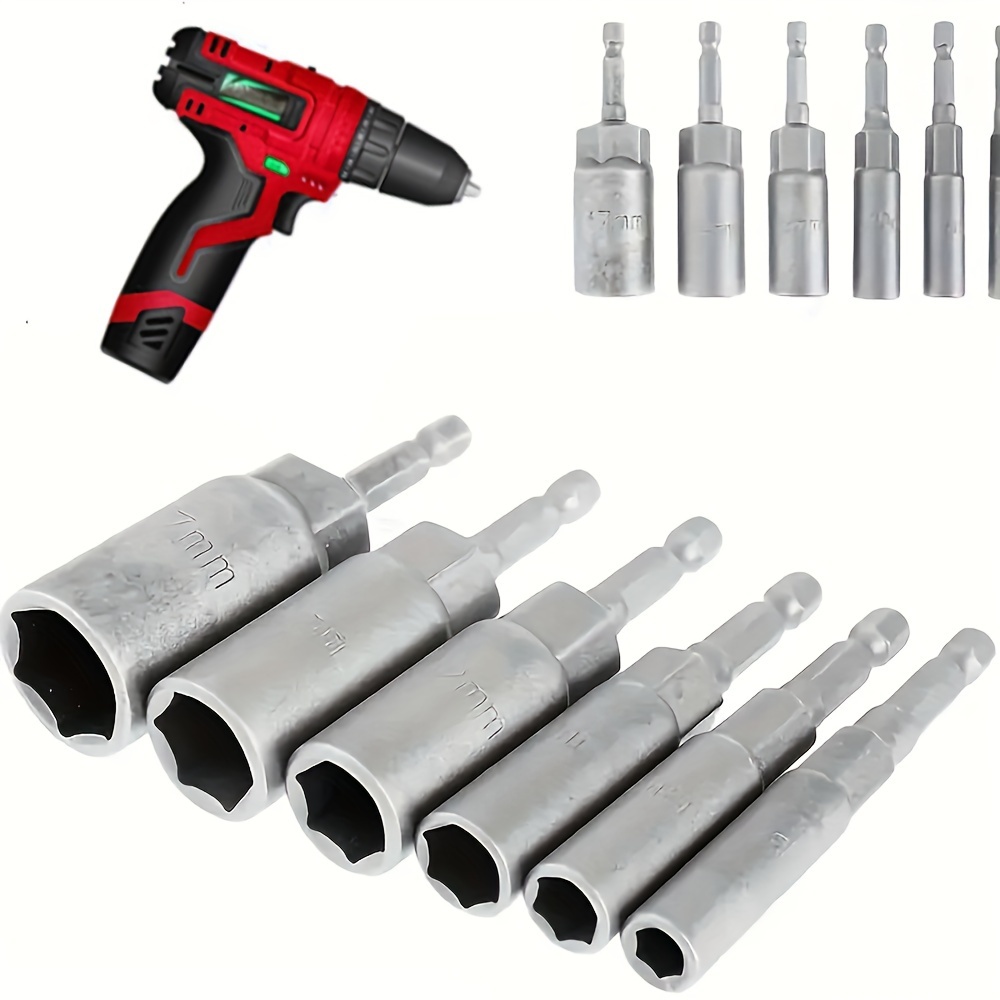 

8pcs/10pcs/14pcs Metric Impact Grade Nut With 6-19mm Nut Driver Socket Set And 0.25"""" Hex Shank Drill Bits - High- For Efficient Nut Tightening