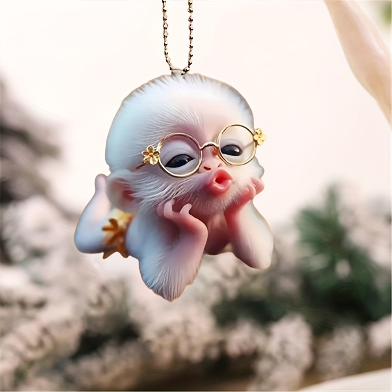 

2 Pcs Keychain, 2d Keychain For , Decoration, Pouting , Car Decoration, Car Pendant, Pendant, Car Decoratiop