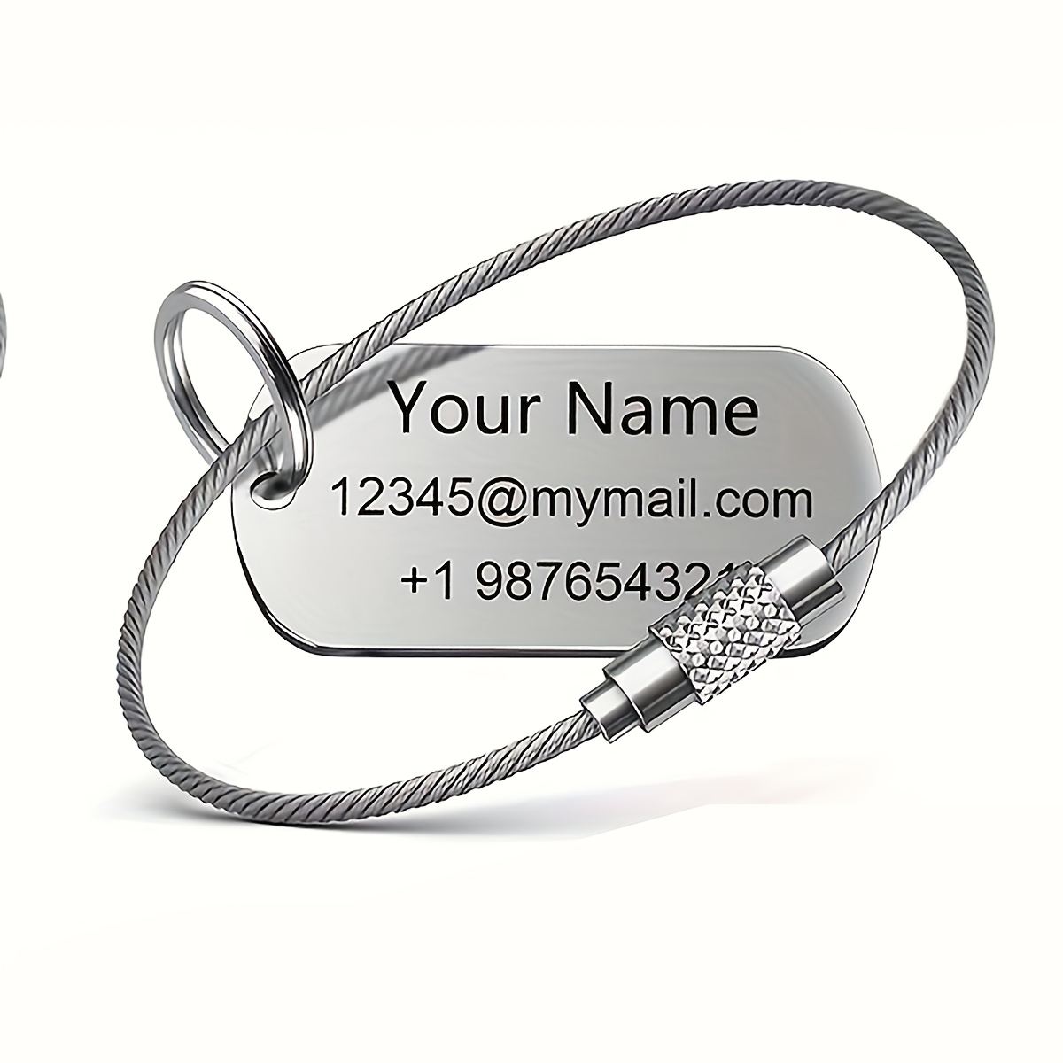TEMU 1pc Personalized Stainless Steel Metal Luggage Tag, Sturdy And Durable With Wear-resistant . Supports Customization Of Names And Text. Suitable