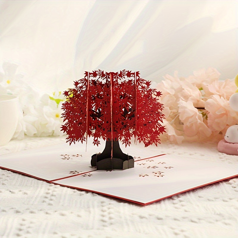 

3d Pop-up Red Birthday Card - Handcrafted, Foldable Greeting With Message Space For Anyone