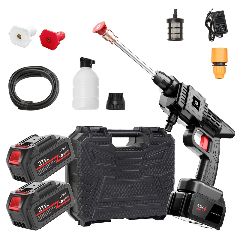 TEMU Portable Cordless Pressure Washer, /435 Psi Rechargeable Car Wash Tool For Cars, Yards, Driveways & Gardens, Includes 1/2 Batteries, 5m A-grade