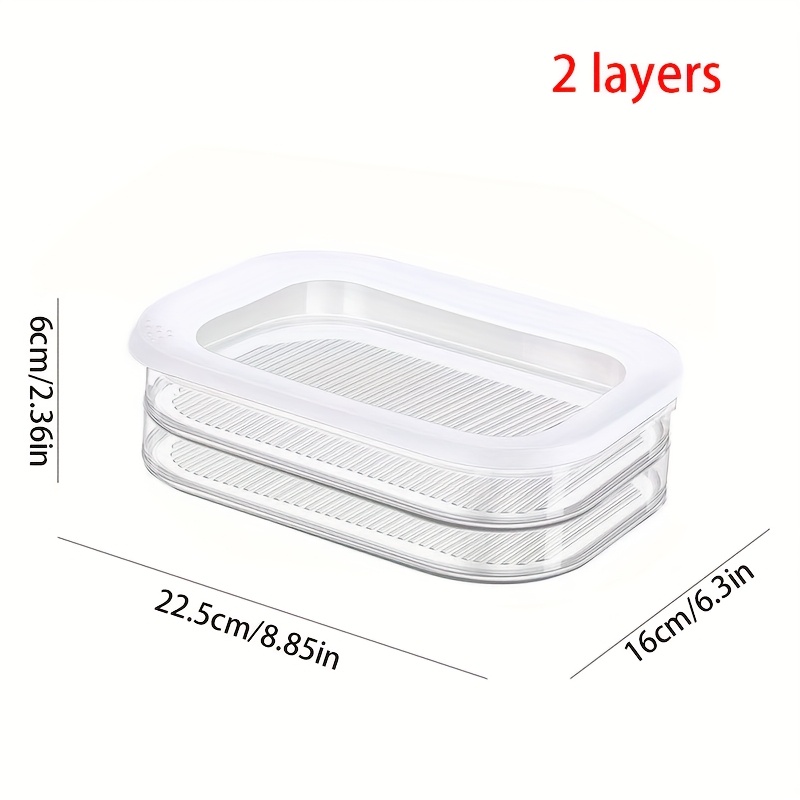 1pc Food-Grade Sealed Container with Lid, No Electricity Needed, 3 Layer Transparent Food Storage Box, Food Contact Plastic Box, Fridge Organizer Food Preservation Box, Rectangular Shape, Pantry Storage, Stackable Design, Spacesaving Storage