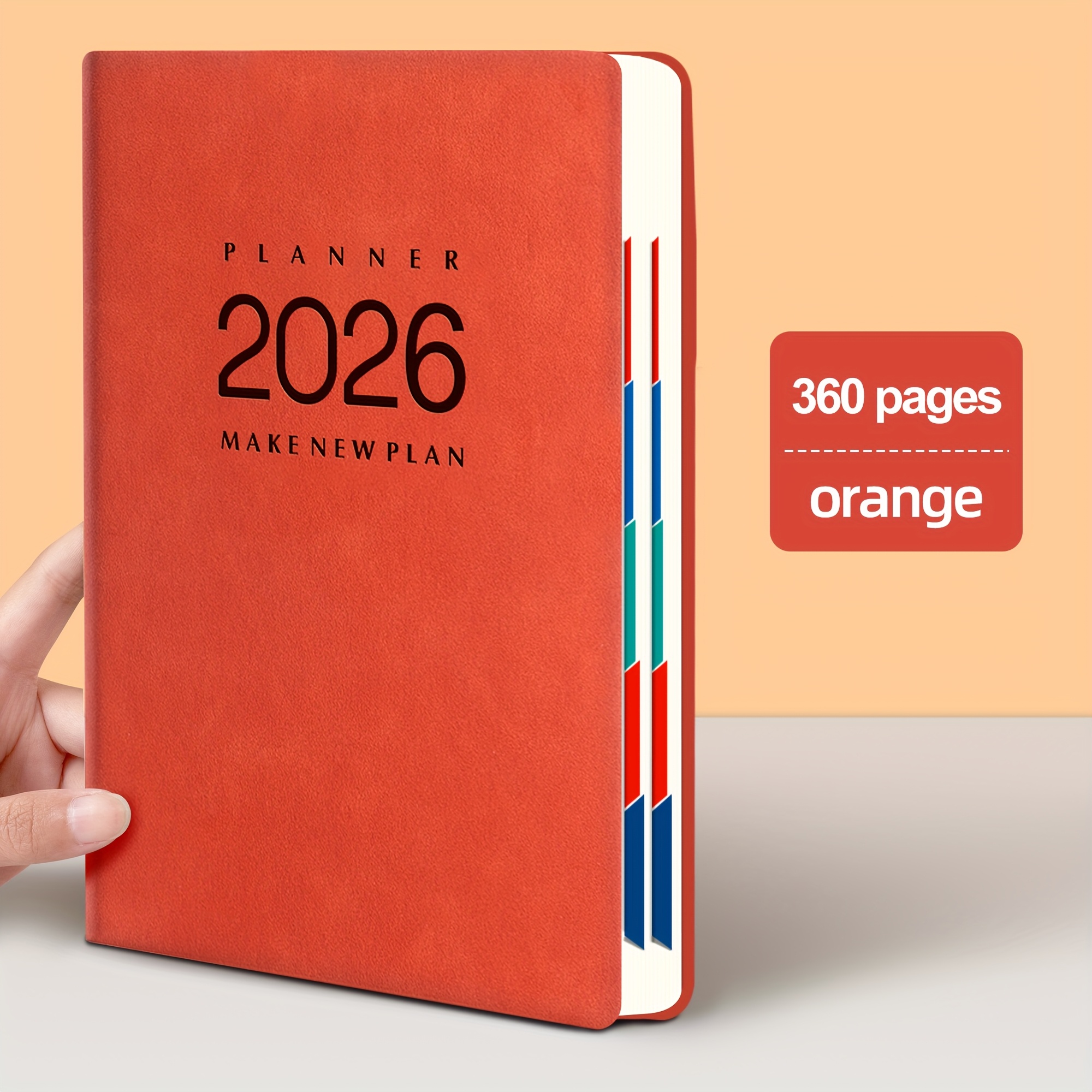 TEMU 2025 Faux Leather Daily Planner - Time Management And Diary, 365-day Office And School Schedule