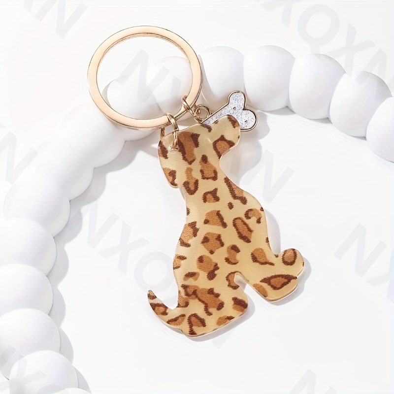 2d Flat, New Double-sided Acrylic Leopard Print Bone Cat Paw Keychain Fashionable Car Bag Pendant Gift For And Relatives Souvenir Gift, 2d Flat