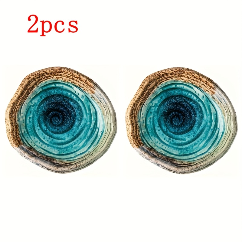 2pcs Handmade 7-inch Plate, Irregular Ceramic Salad Dish, Serving Plate, Dessert Plate, Pasta Plate, Holiday Gift, Appetizer Plate, Holiday Table Setting