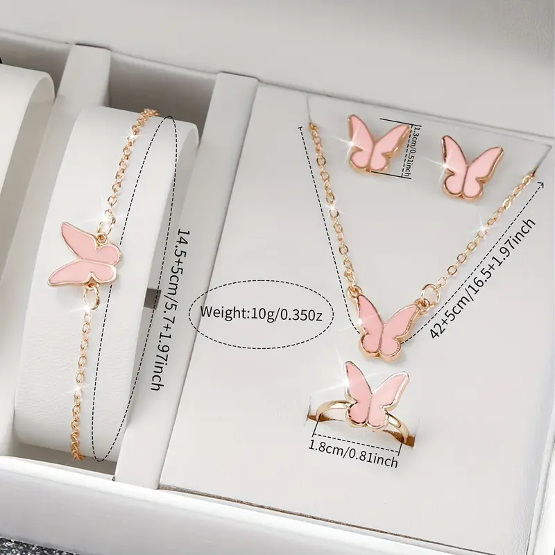 6pcs set womens shiny rhinestone quartz watch analog pu leather wrist watch butterfly jewelry set gift for mom her details 0