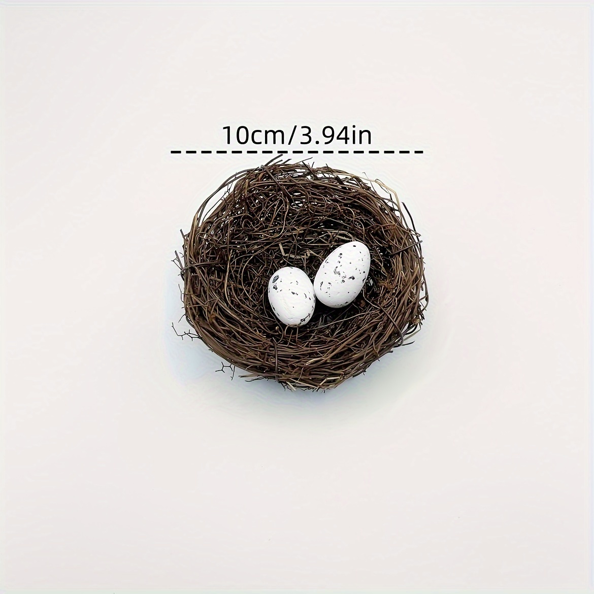 Woven Nest With Three Bird Eggs 4”