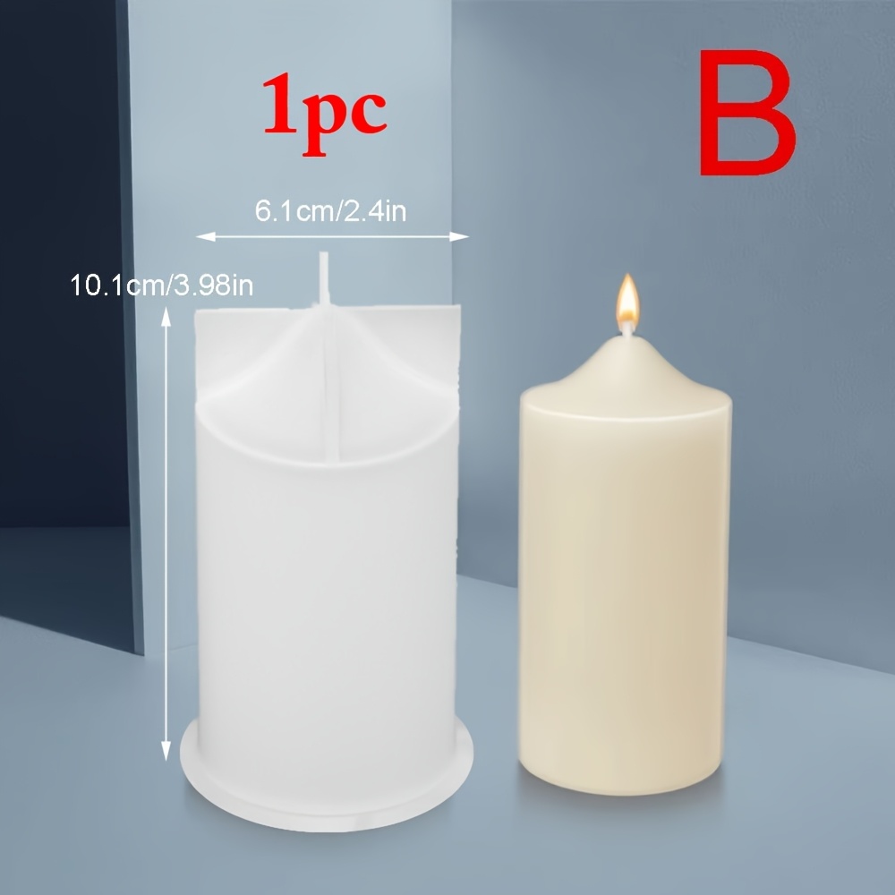 TEMU 1-4pcs Pillar Candle Silicone Mold Taper Column Design Handmade Wax Candle Stick Holder Mold Suitable For Aromatherapy Candle Making Kit Conical