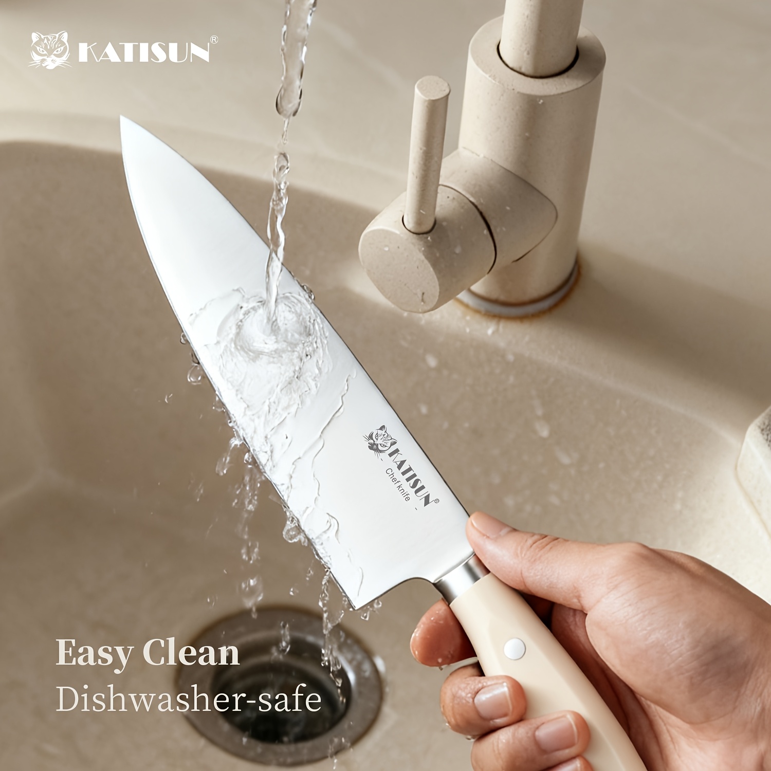 Professional-grade 14pcs High-carbon Stainless Steel Knife Set In Creamy White. Exceptional Sharpness, Includes Wooden Knife Block And Kitchen Shears. All Knives Feature Non-slip Ergonomic Handles. Ideal for Home Use, Travel, Or As A Gift.