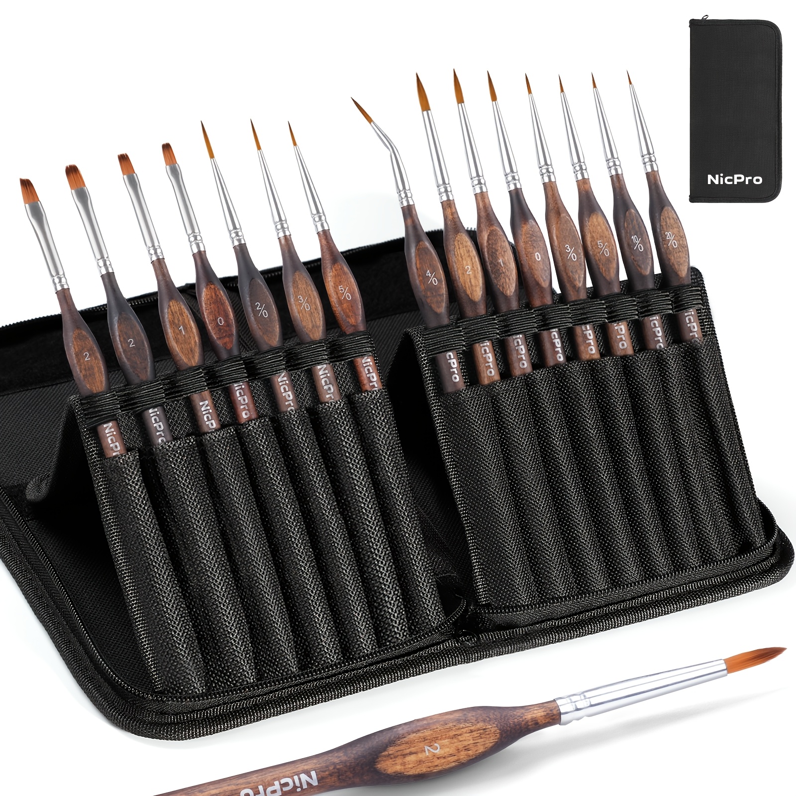 Image of Miniature Paint Brushes - 15pcs Model Making Brushes With Nylon Case For Acrylic, Oil, Watercolor, Micro Detail Brush For Model Making, Miniature Painting
