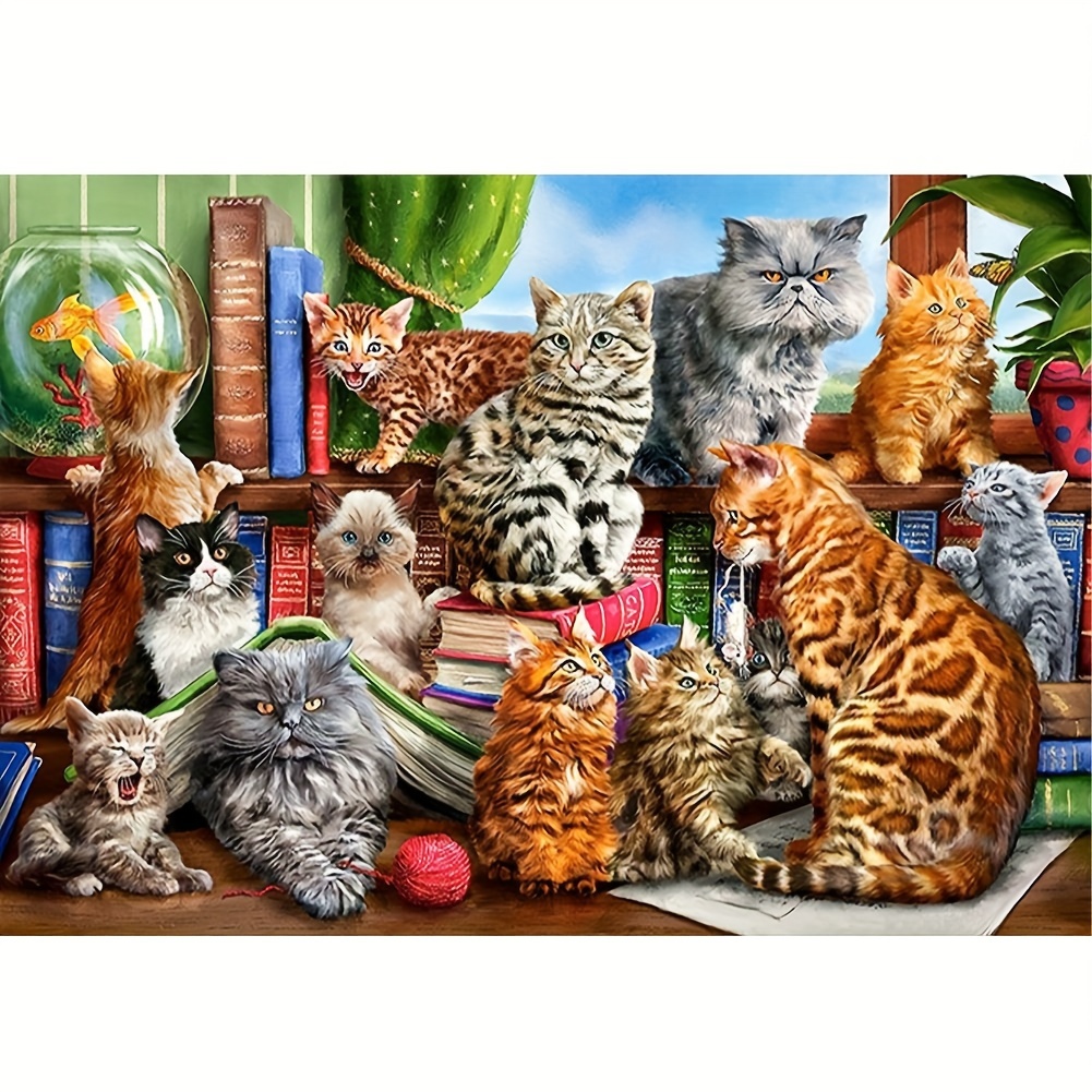 

Diy 5d Diamond Painting Kit - Animal Theme: Home Of Cats - Round Acrylic Diamond Embroidery Cross Stitch Art For Wall Decor - 40x60cm/15.7x23.62in Craft Gift