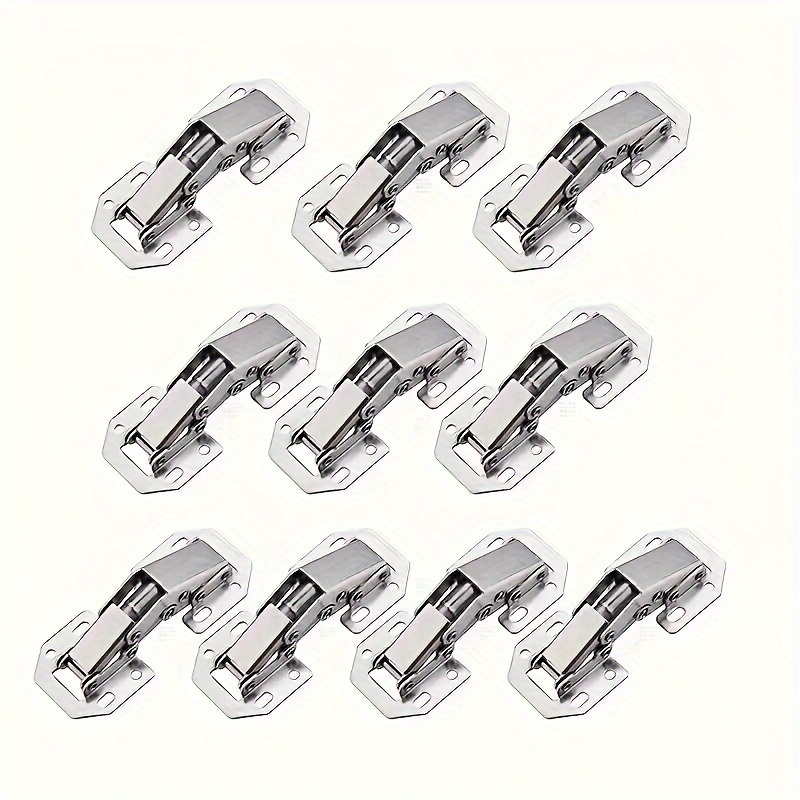 TEMU 10pcs Hidden Cabinet Hinges, 90-degree Spring Concealed Hinges For Frameless Kitchen Cabinets, Steel, , No Mortising Required