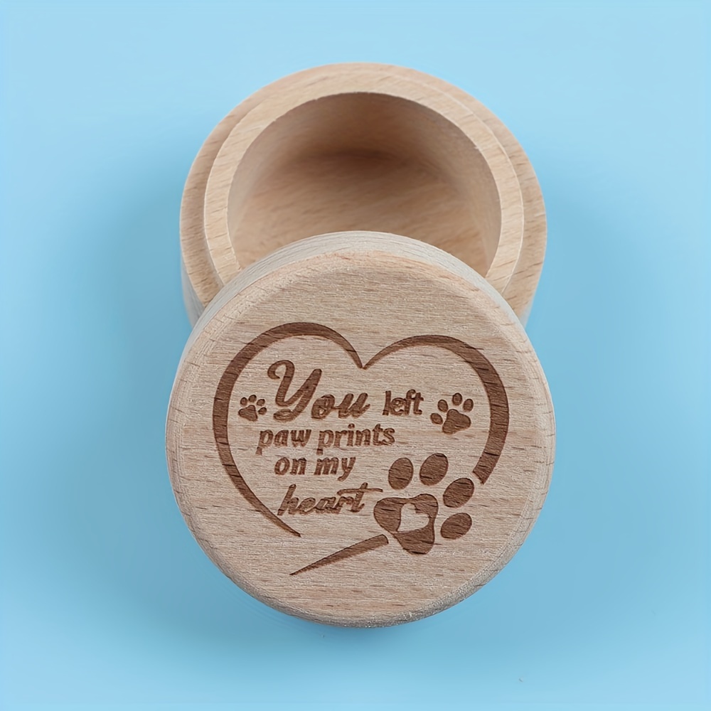 

Pet Loss Sympathy Memorial Box With Paw Print - Wooden Keepsake For Pet Hair & Ashes, Perfect Gift For Bereaved Pet Owners